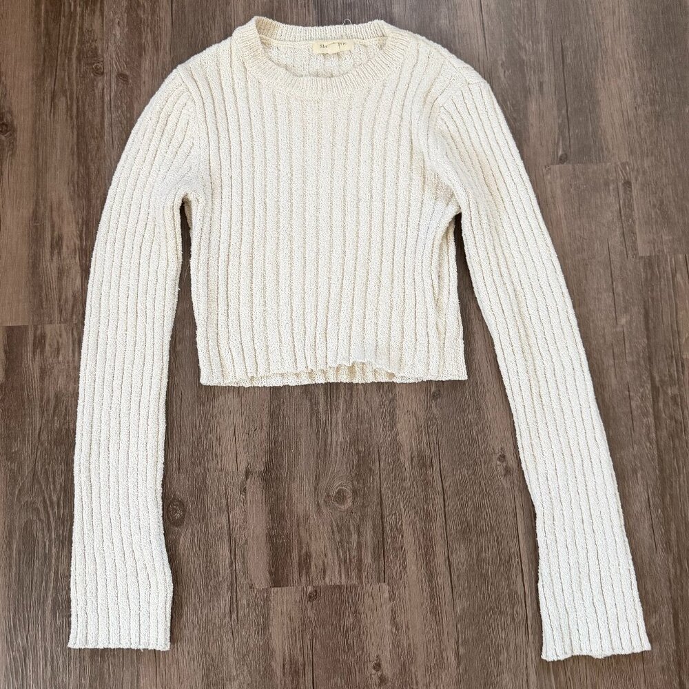 Shop Stevie Zola Ribbed Cropped Long Sleeve Sweater